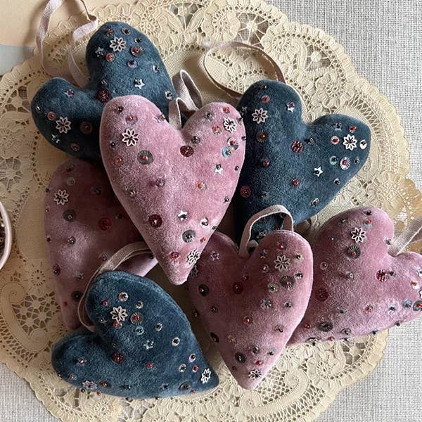 Skippy Cotton - NAVY Velvet Confetti Heart Token - Image 2