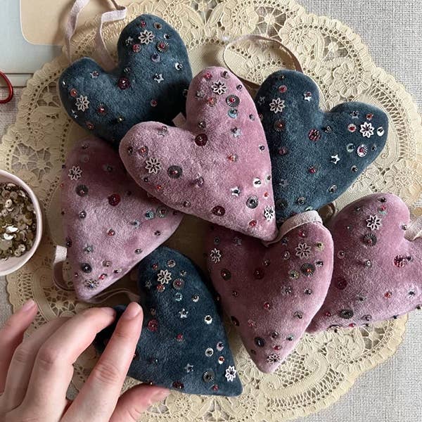 Skippy Cotton - NAVY Velvet Confetti Heart Token - Image 4
