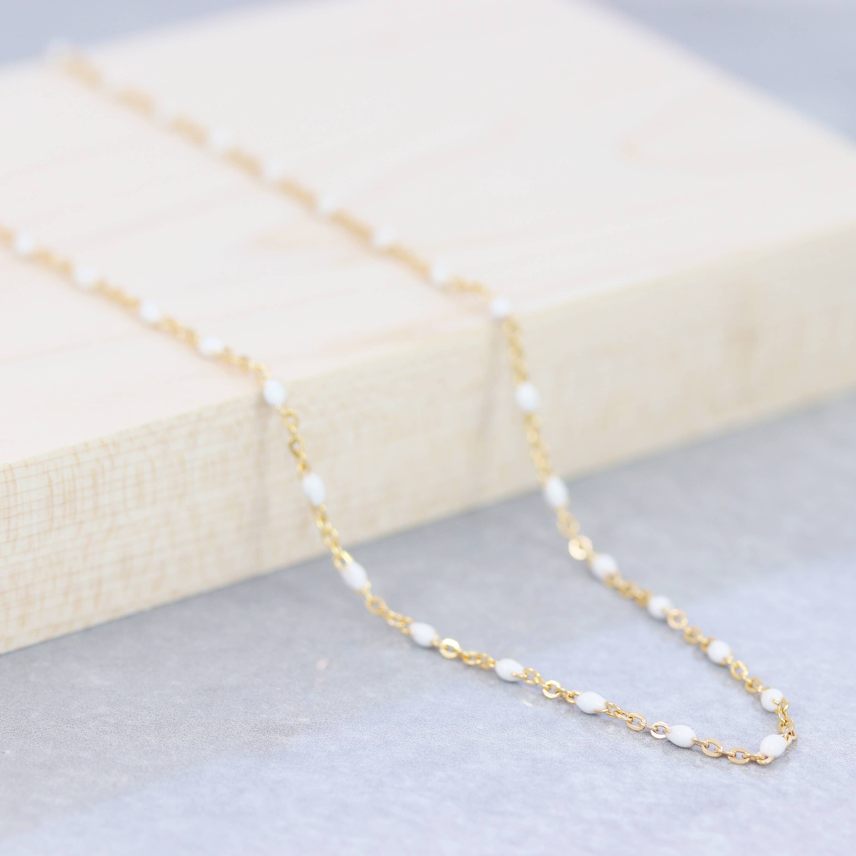 Sloane Jewelry Design - Enamel Beaded 14K Gold Filled Chain Necklace: Pearlescent Blue - Image 3