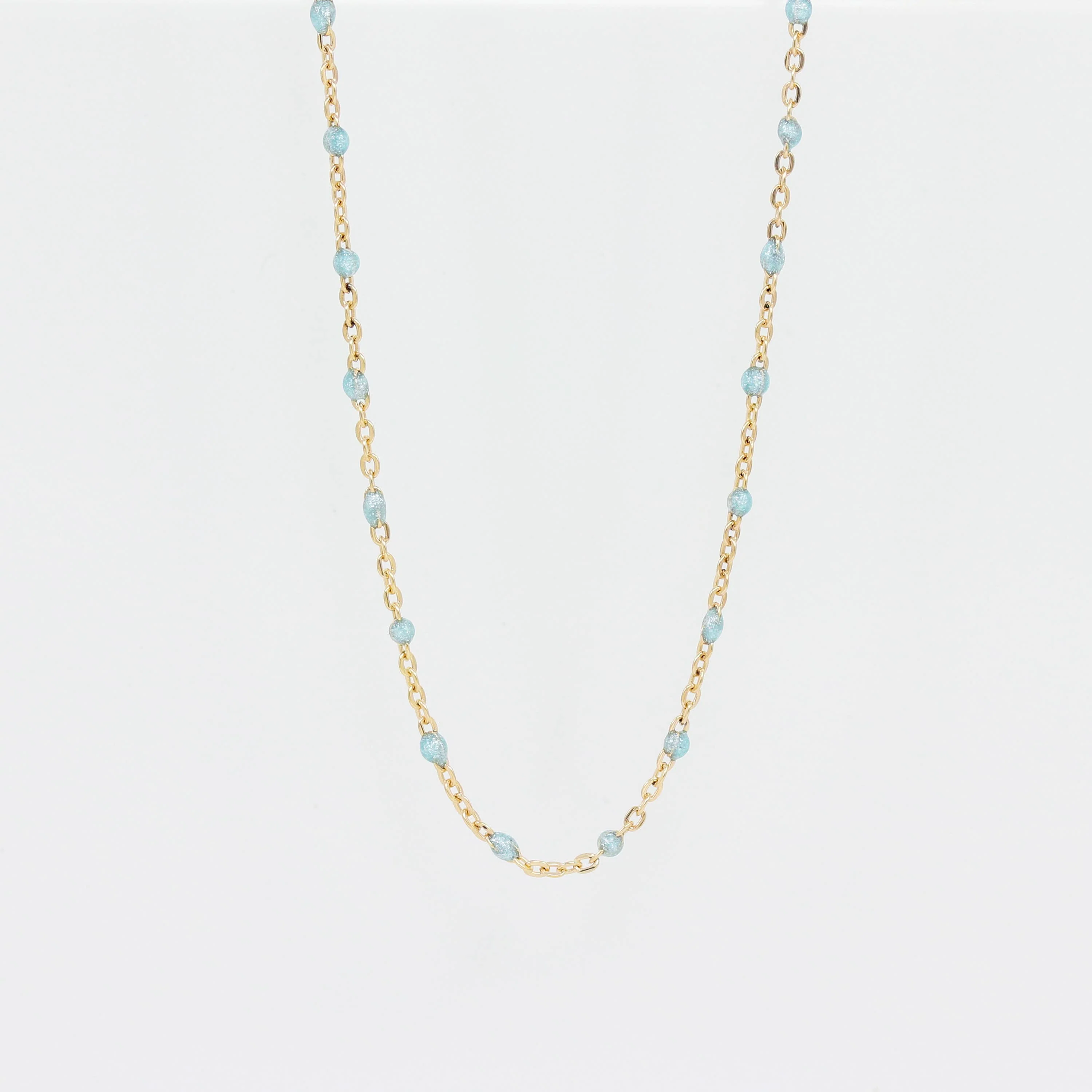 Sloane Jewelry Design - Enamel Beaded 14K Gold Filled Chain Necklace: Pearlescent Blue - Image 5