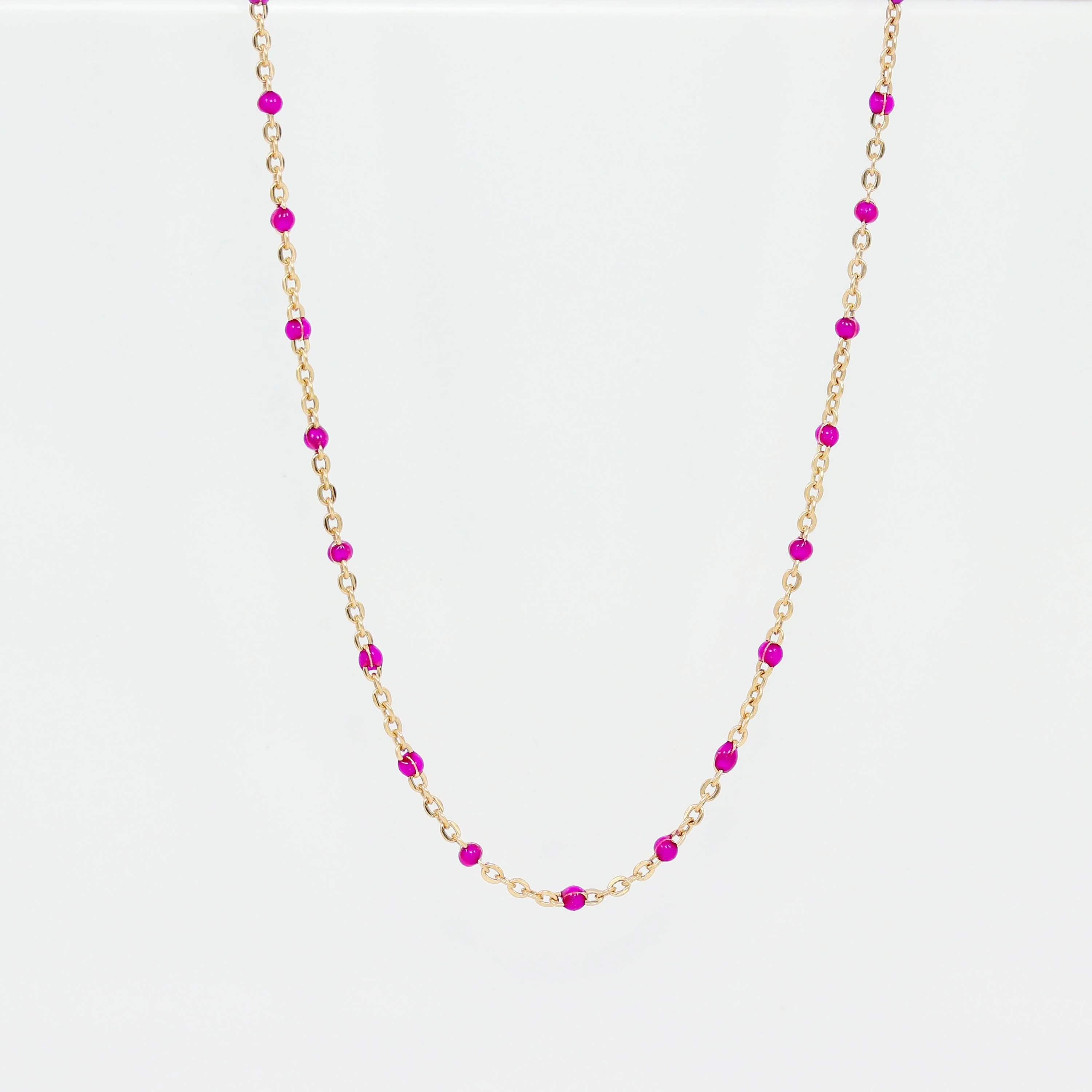Sloane Jewelry Design - Enamel Beaded 14K Gold Filled Chain Necklace: White - Image 6
