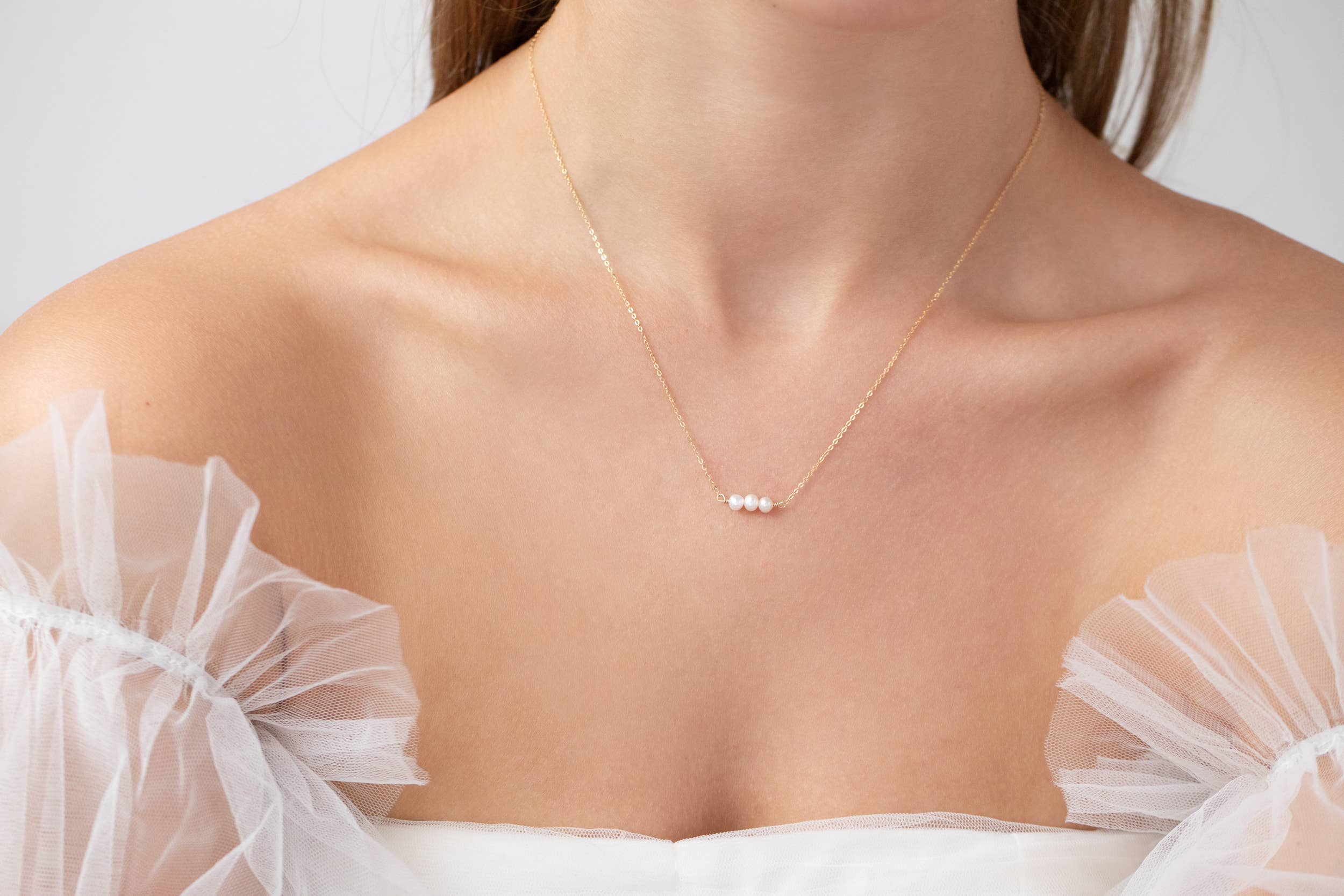 Thira Jewelry - Gold Filled Pearl Bar Necklace - Image 2