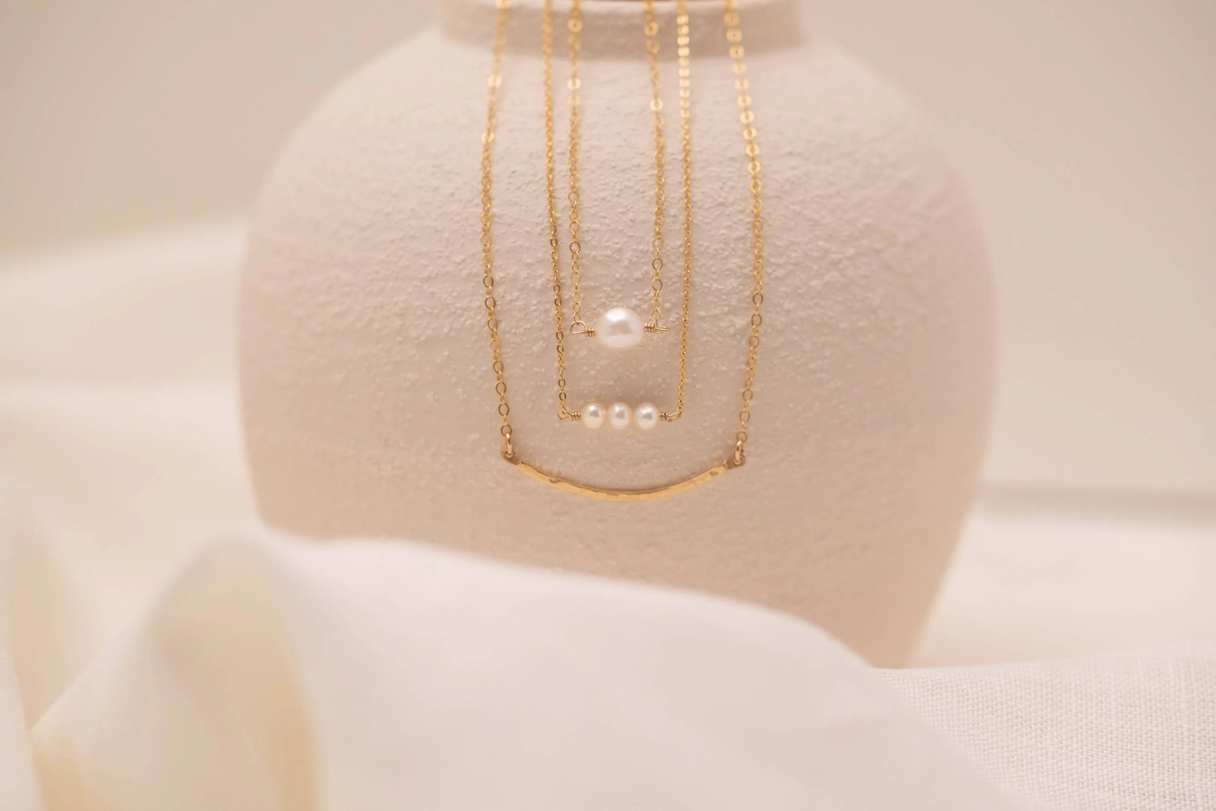 Thira Jewelry - Gold Filled Pearl Bar Necklace - Image 5