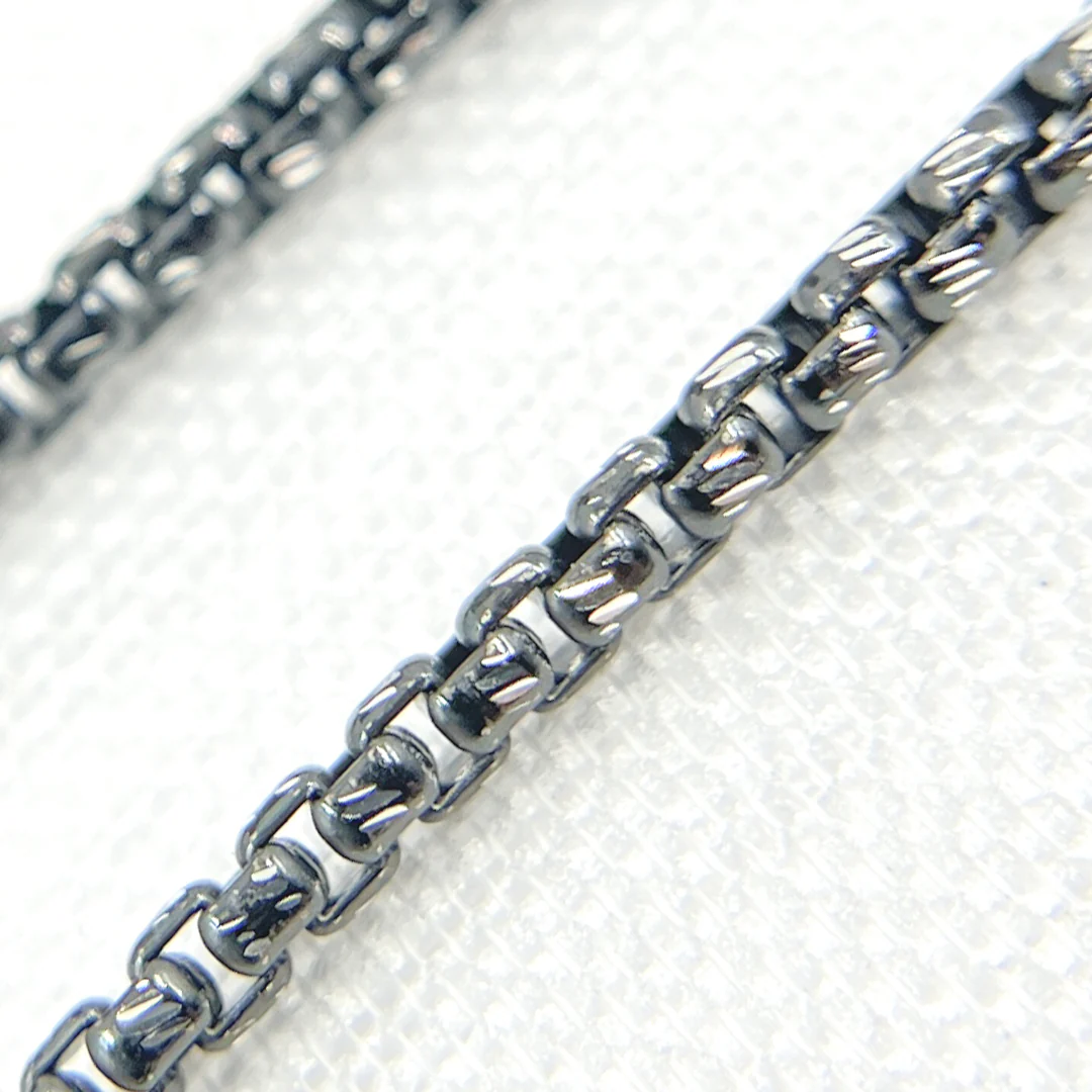 Tresor Jewelry Inc. - Black Rhodium & White 925 Sterling Silver Diamond Cut Box Chain. X9ND: Black & Silver / 1 Ft / Box - Image 4