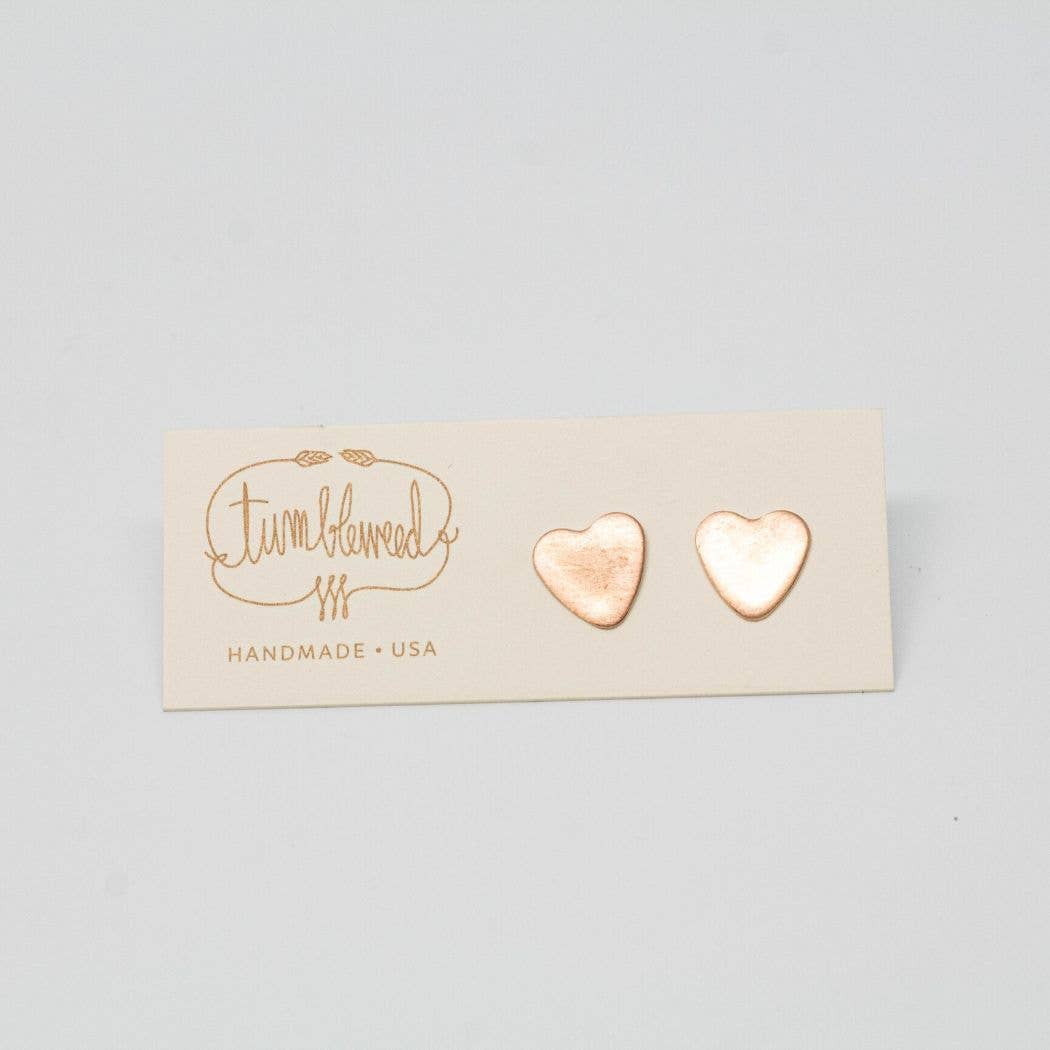 Tumbleweed - Gold Fill Heart Studs Earrings - Image 2