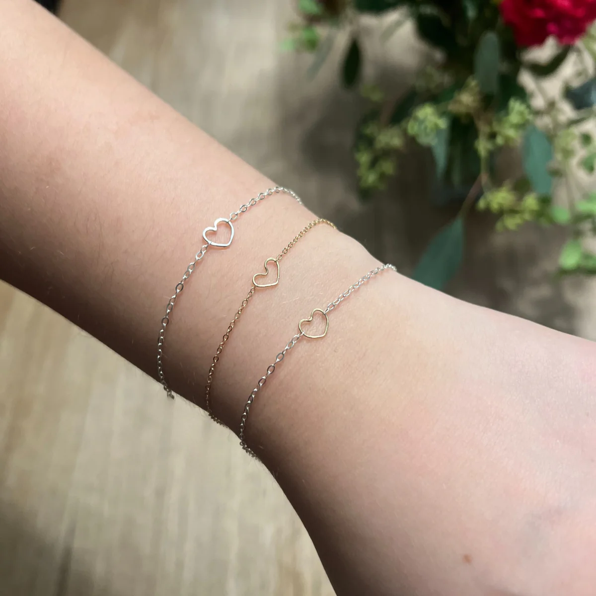 Tumbleweed - Mini Heart Bracelet -  Sterling Silver-14K gold heart - Image 2