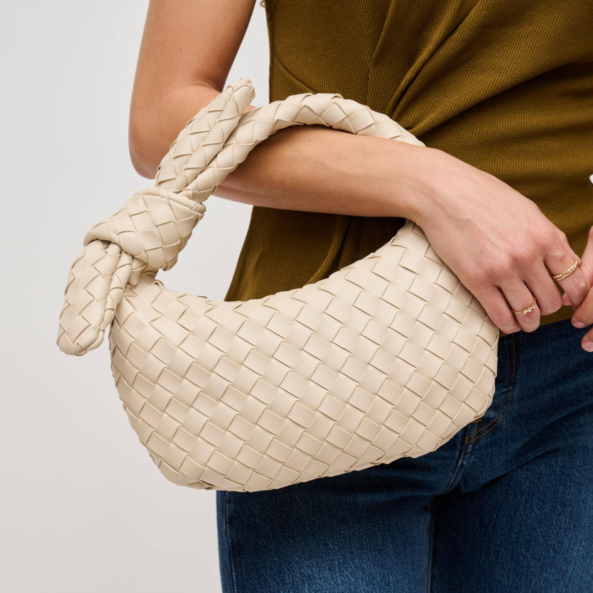 Urban Expressions - Lizbeth Woven Knot Clutch - Oatmilk - Image 2