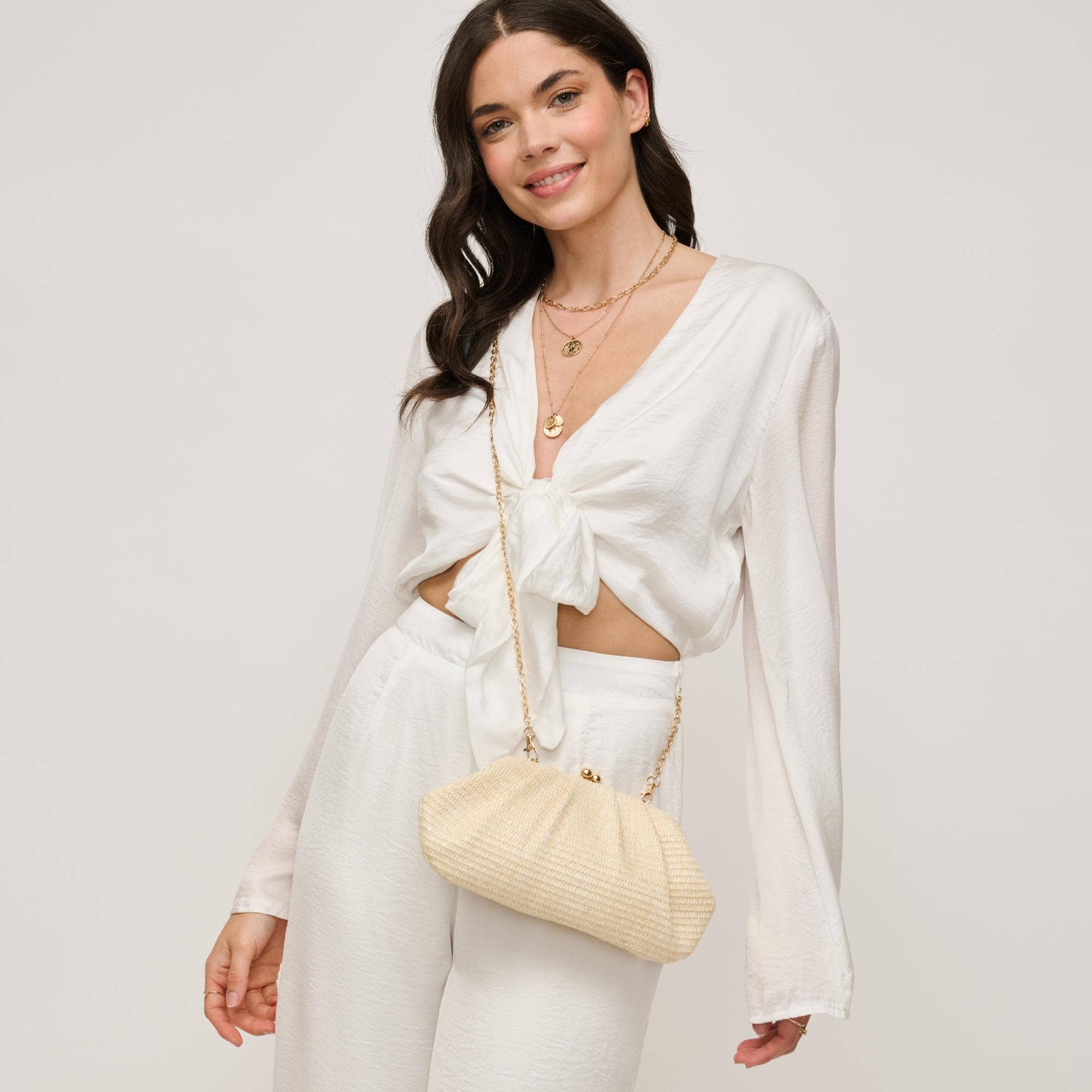 Urban Expressions - Triana Straw Frame Clutch - Natural - Image 12