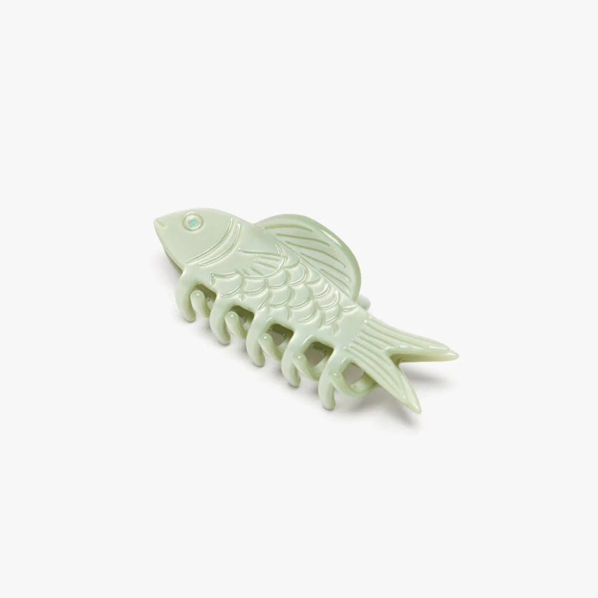 WINONA IRENE - Jade Green Fish Mini Acetate Hair Claw Clip Opal Rhinestones - Image 2