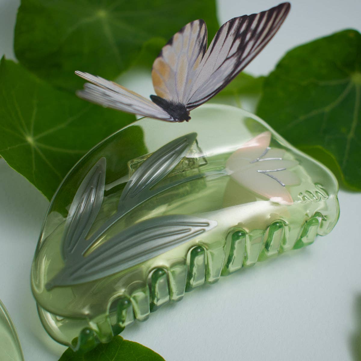 WINONA IRENE - Lotus Flower Hair Claw in Clear Green Acetate - Image 7