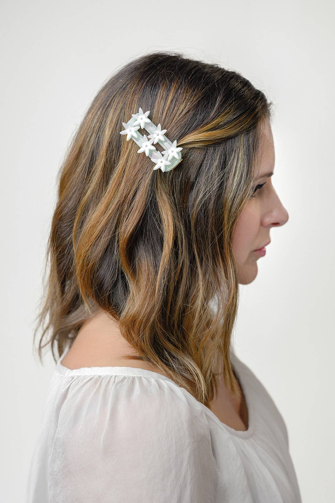 WINONA IRENE - Undine Lotus Flower Alligator Hair Clip in Seafoam and White - Image 3