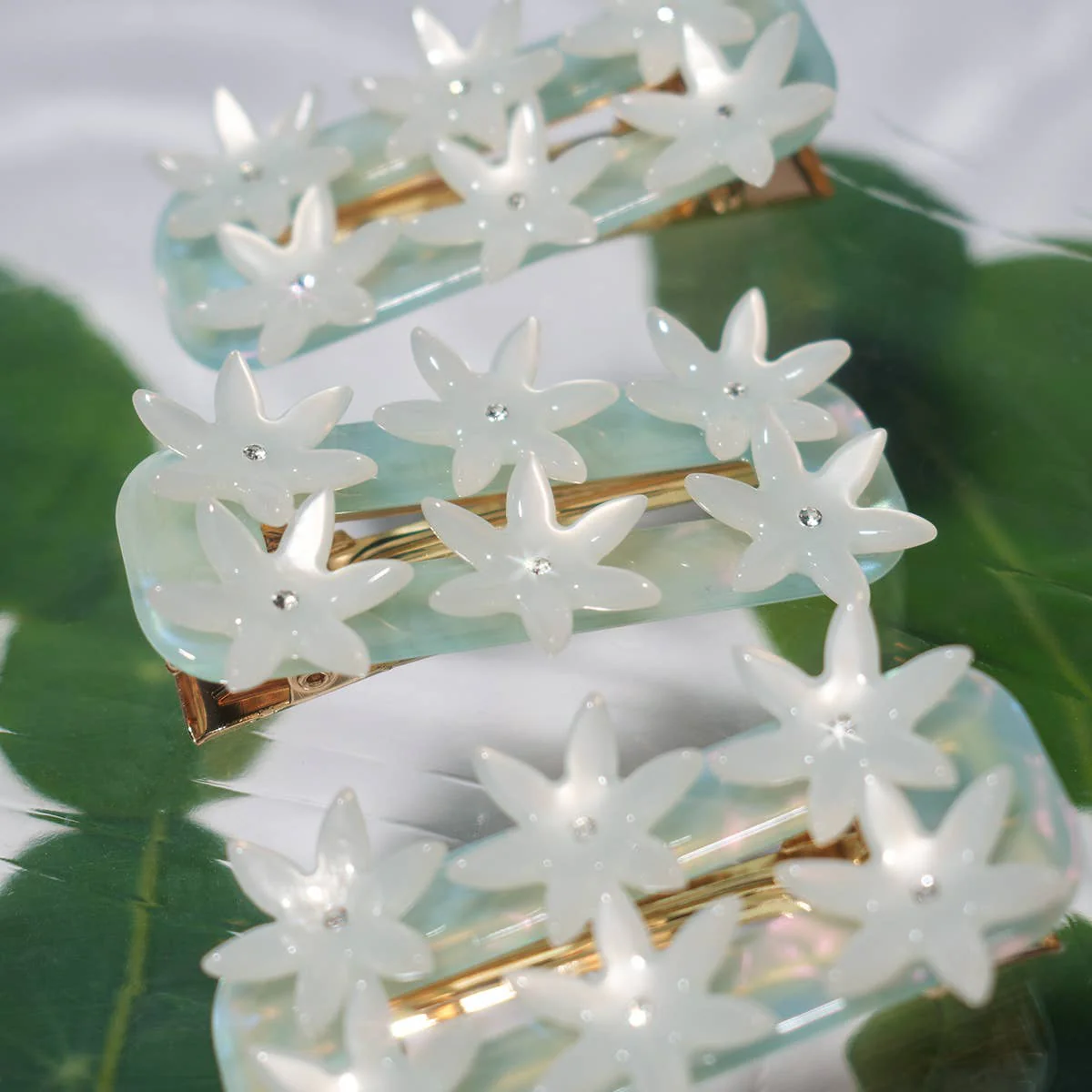 WINONA IRENE - Undine Lotus Flower Alligator Hair Clip in Seafoam and White - Image 5