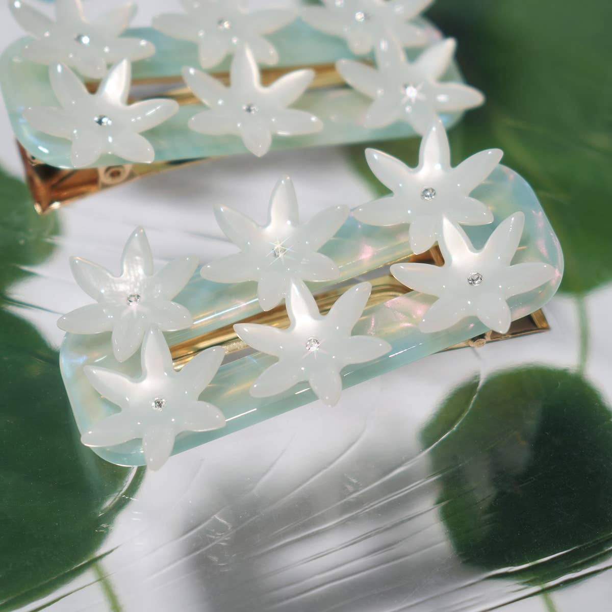 WINONA IRENE - Undine Lotus Flower Alligator Hair Clip in Seafoam and White - Image 6