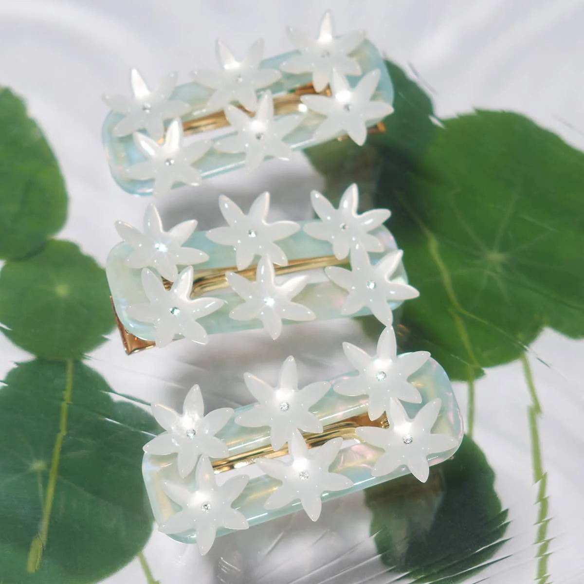 WINONA IRENE - Undine Lotus Flower Alligator Hair Clip in Seafoam and White - Image 7