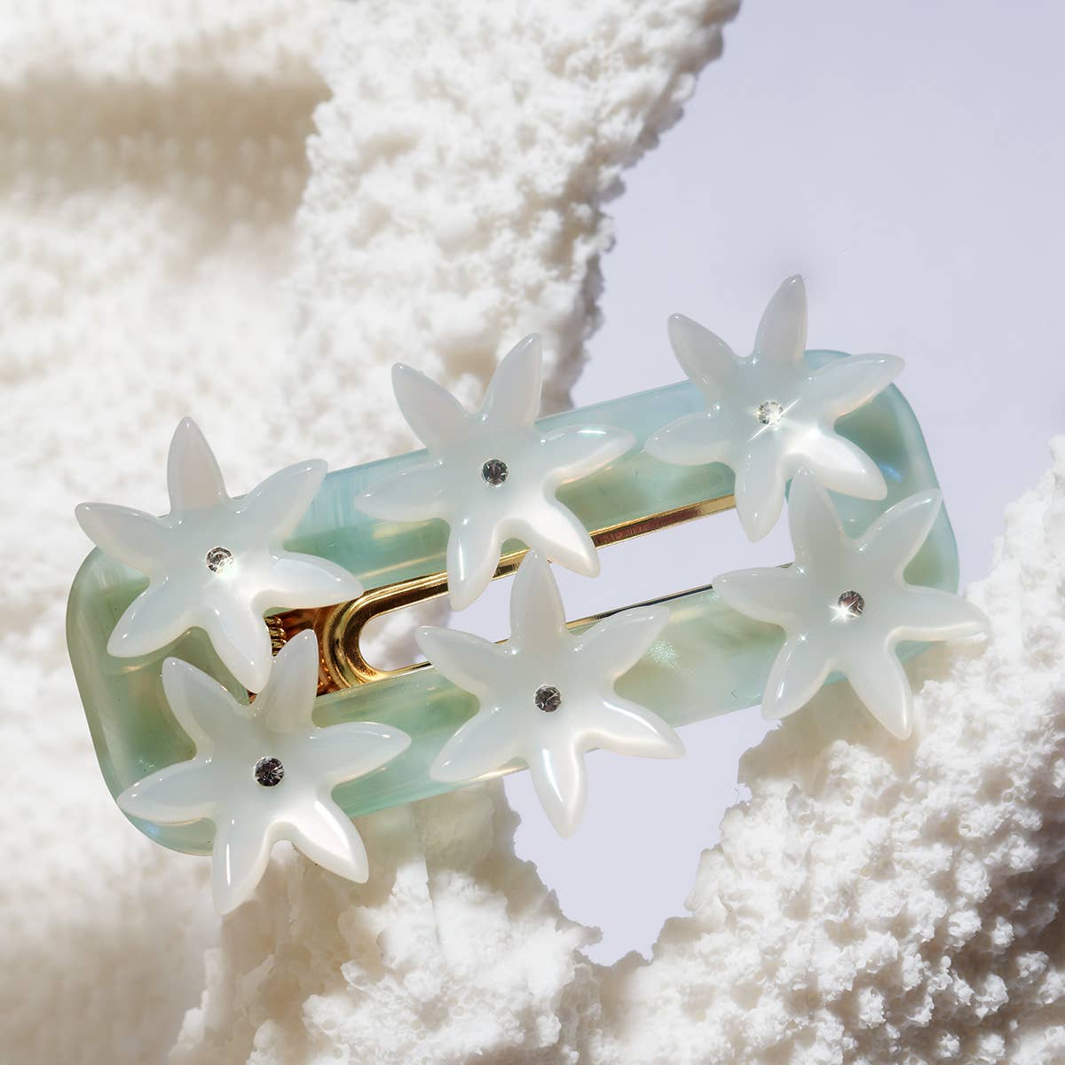 WINONA IRENE - Undine Lotus Flower Alligator Hair Clip in Seafoam and White - Image 8