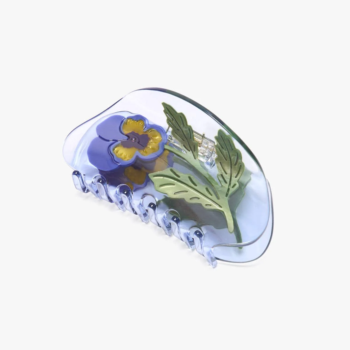 WINONA IRENE - Viola Violet Pansy Flower Purple Acetate Hair Claw Clip - Image 2